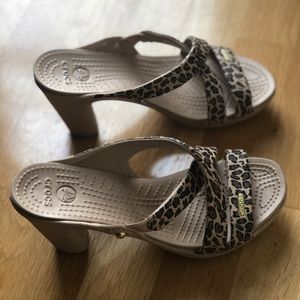 Leopard Print Croc Heel Sandals